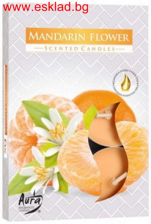 Свещ чаена ароматизирана 6-ца MANDARIN FLOWER p15-203 /12 комплекта в стек/