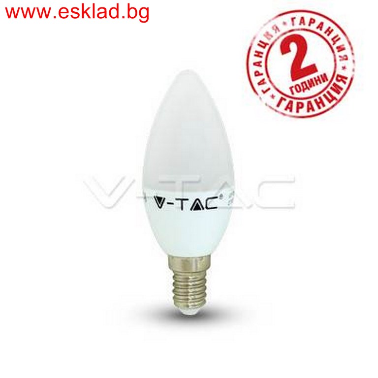 LED Крушка V-TAC E14 3W кендъл/свещ/ 4000K дневна светлина код 7197/VT-2033