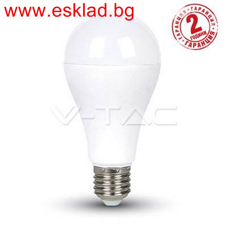 LED Крушка V-TAC E27 11W A60 термо пластик 4000К дневна светлина код SKU-7349/VT-2112