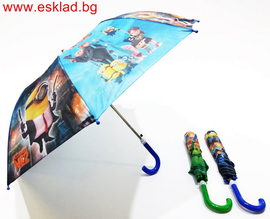 Чадър детски Disney с дръжка бастун сгъваем Ф79см за МОМЧЕ