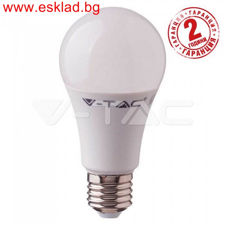 LED Крушка V-TAC E27 11W A60 термо пластик 6400К студена светлина код SKU-7351/VT-2112