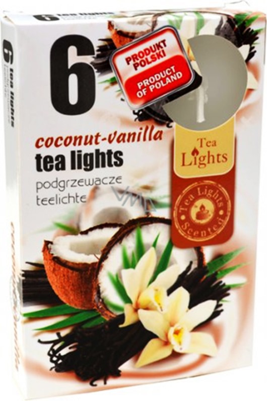 Свещ чаена ароматизирана 6-ца COCONUT VANILLA №454 /15 комплекта  в стек/ ADMIT