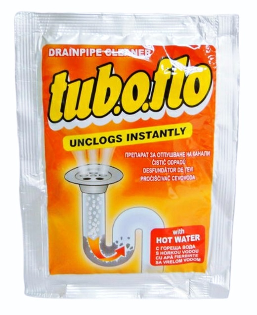 Препарат за отпушване на канали TUBOFLO с гореща вода 60 г/10 пакета в кутия/