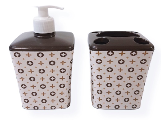 Комплект за баня от 2 части Elif дозатор за течен сапун+поставка за четка за зъби декор LV