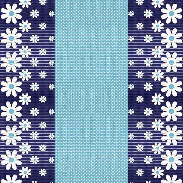 Постелка за баня AQUA NOVA 65см/15м №538-A синя с бели цветя на тъмносин фон