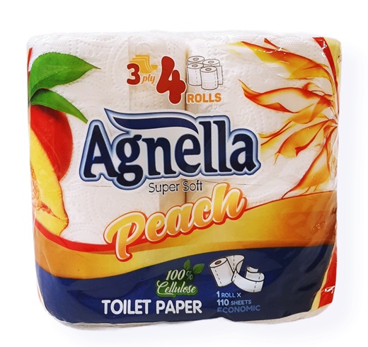 Тоалетна хартия "Agnella" трипластова Peach 4ка /12 пакета в чувал/