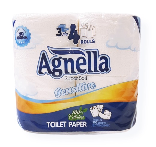 Тоалетна хартия "Agnella" трипластова Sensitive 4ка /12 пакета в чувал/