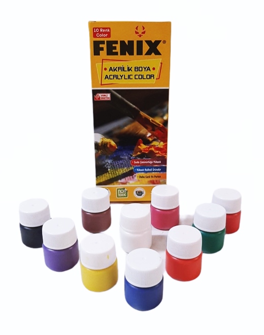 Бои за рисуване върху текстил и стъкло акрилни 10 цвята FENIX №FN202