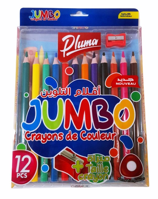 Моливи в кутия 12 цвята + острилка Vneeds JUMBO №v0712c /6 комплекта в стек/