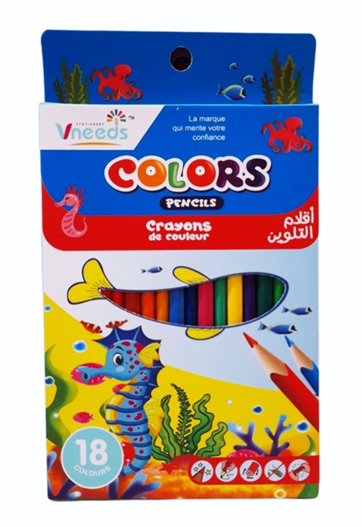 Моливи в кутия 18 цвята Vneeds №v0663 /12 комплекта в стек/