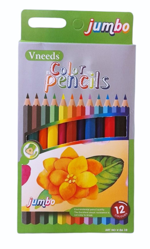 Моливи в кутия 12 цвята Vneeds JUMBO №v0638 /12 комплекта в стек/
