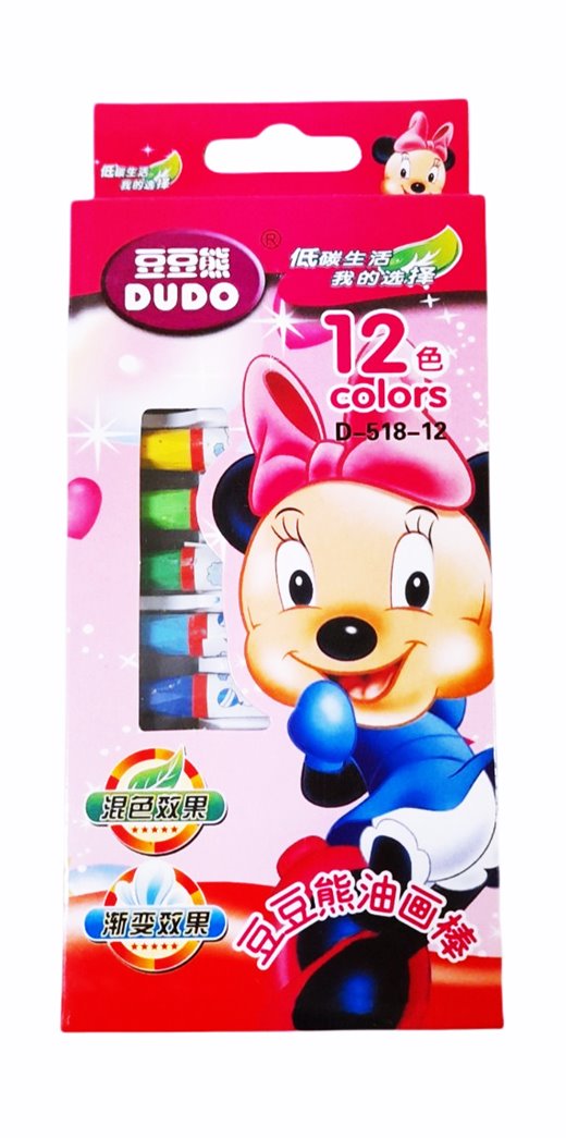 Пастели 12 цвята DUDO №D-518-12 розова кутия