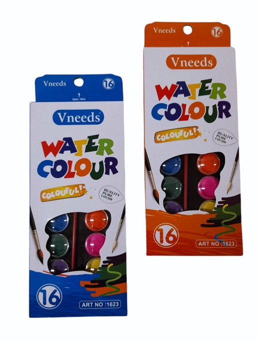 Водни бои 16 цвята в кутия Vneeds №1623