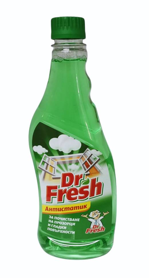 Dr. Fresh препарат за прозорци 500 ml резерва антистатик зелен