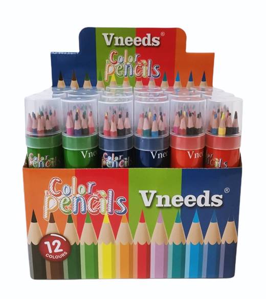 Моливи в метална кутия 12 цвята H20см №V0618  /24 комплекта в стек/