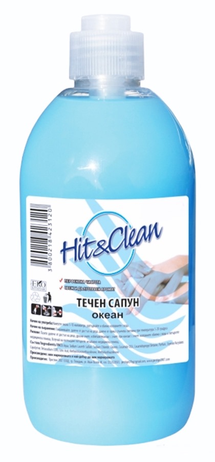 Течен сапун Hit Clean пълнител 1л океан /9 броя в стек/