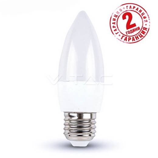 LED Крушка V-TAC E27 5.5W E27 кендъл/свещ/ 4000K дневна светлина код 43431/VT-1821