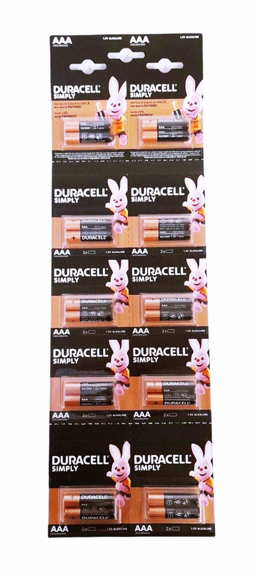 Батерия алкална Duracell simply LR3 AAA / 20 броя на кора/