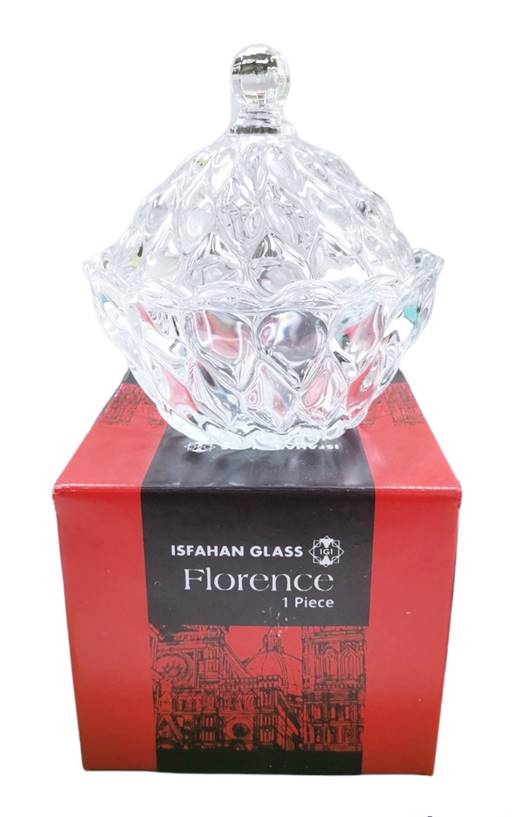 Захарница релефно стъкло Florence Ф12/Н12см в кутия №155 IRG