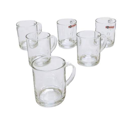 Чаша стъкло с дръжка 6 броя в комплект DEY 250мл Н90мм №ISF-432