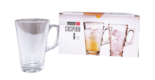 Чаша с дръжка стъкло Kaveh CASPIAN №1 240мл 6 броя в кутия №GL0921GCL