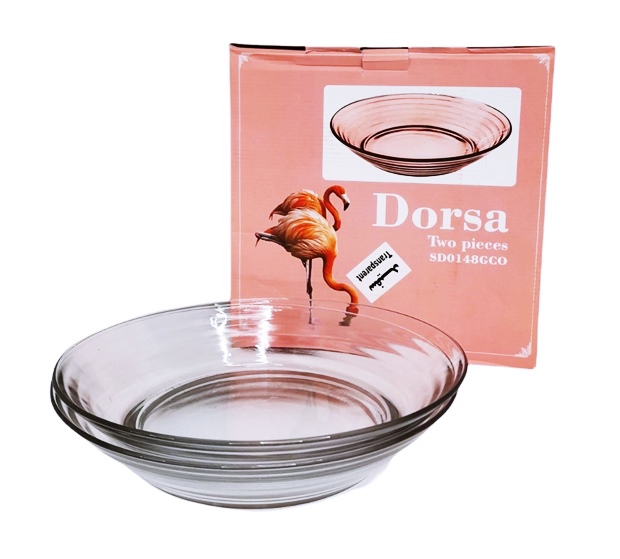 Купа за салата стъкло Kaveh DORSA Ф27.5см/Н5.5см/1900м 2 броя в кутия №SD0148GCL