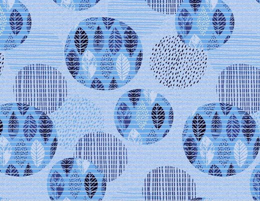 Постелка за баня AQUA NOVA 65см/15м №567-A синя декор стилизирани кръгове