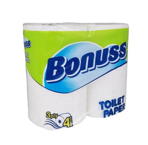 Тоалетна хартия BONUSS 4ка трипластова ароматизирана зелена /9 пакета в чувал/