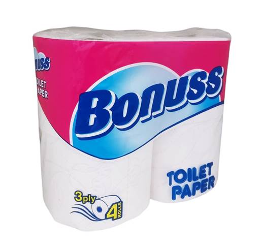 Тоалетна хартия BONUSS 4ка трипластова ароматизирана розова /9 пакета в чувал/