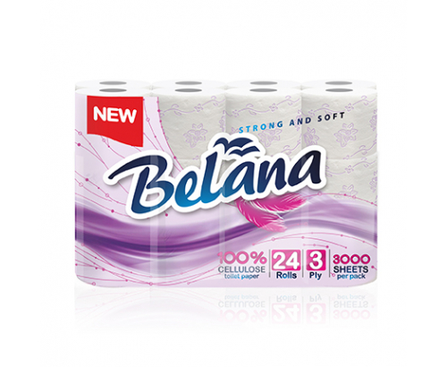 Тоалетна хартия Belana 24ка ароматизирана трипластова лилава /2 пакета в чувал/