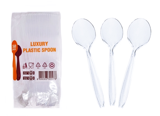 Лъжици за еднократна употреба ЛУКС кристална пластмаса 50 броя в опаковка