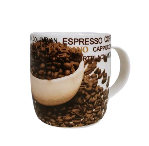 Чаша порцелан кафе на зърна с надписи Ф8.5/Н9см
