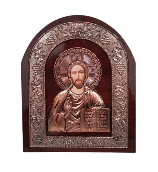 Икона на стойка заоблена Исус Христос мед 19.5х24см