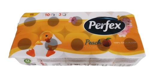 Тоалетна хартия "Perfex" 10ка 3 пласта Peach  /8 пакета в чувал/