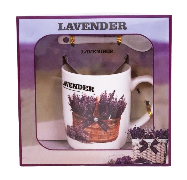 Чаша порцелан с лъжичка в кутия Lavender №Н1214