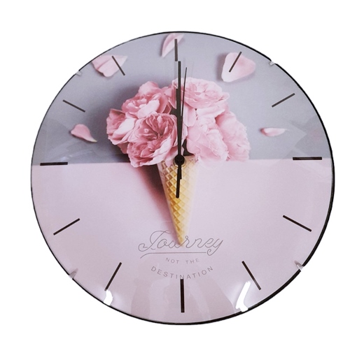 Часовник стенен Ф30 см декорация Сладолед от цветя