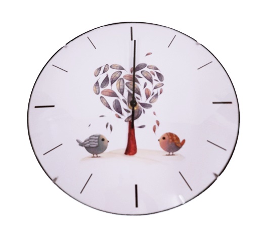Часовник стенен Ф30 см стилизирано дърво с пиленца