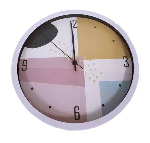 Часовник стенен Ф30 см пастелни цветове бяла рамка