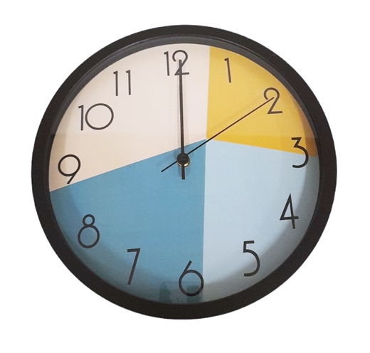 Часовник стенен Ф30 см пастелни цветове черна рамка