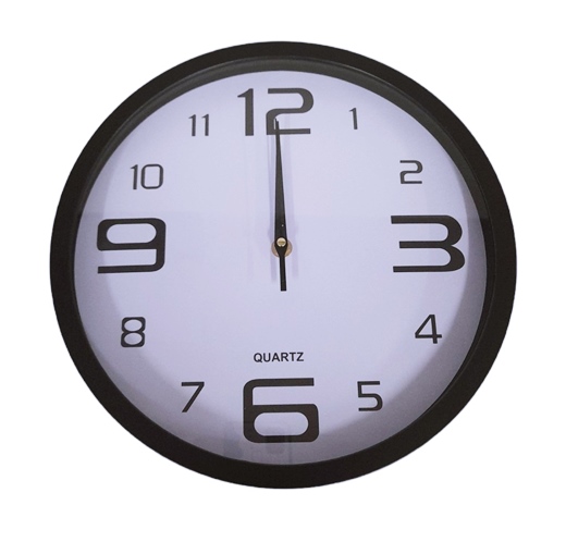 Часовник стенен Ф30 см черна рамка/ бял циферблат големи цифри
