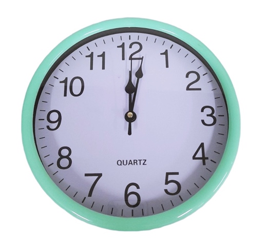 Часовник стенен Ф23 см зелена рамка/ бял циферблат