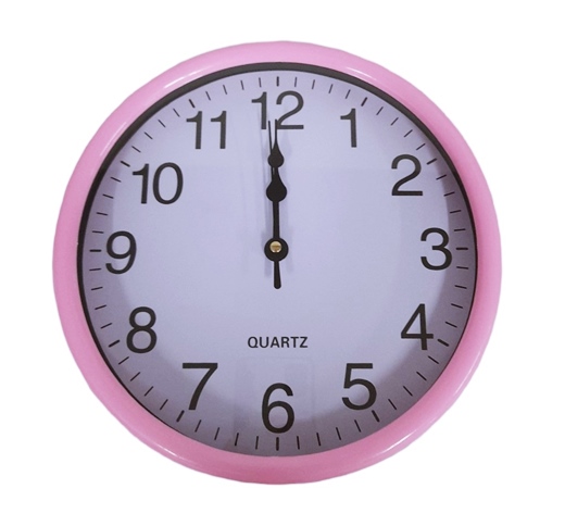 Часовник стенен Ф23 см розова рамка/ бял циферблат