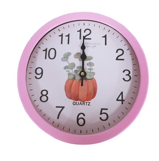 Часовник стенен Ф23 см декор ЗЕЛЕНИНА розова рамка