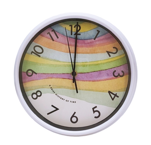 Часовник стенен Ф26 см цветен цифеблат/бяла рамка