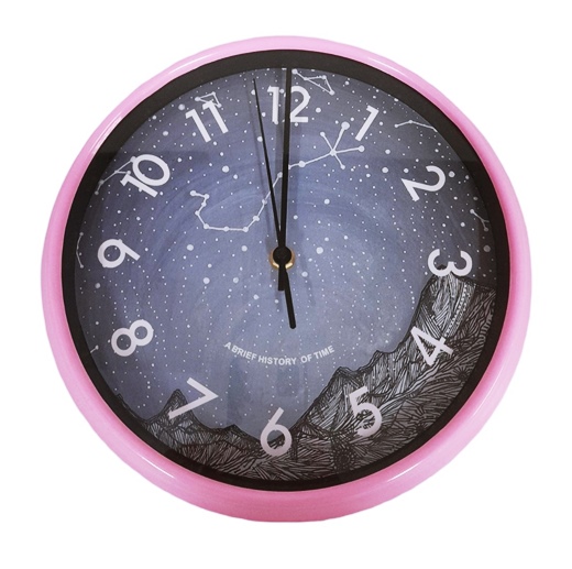 Часовник стенен Ф26 см декор Космос/розова рамка