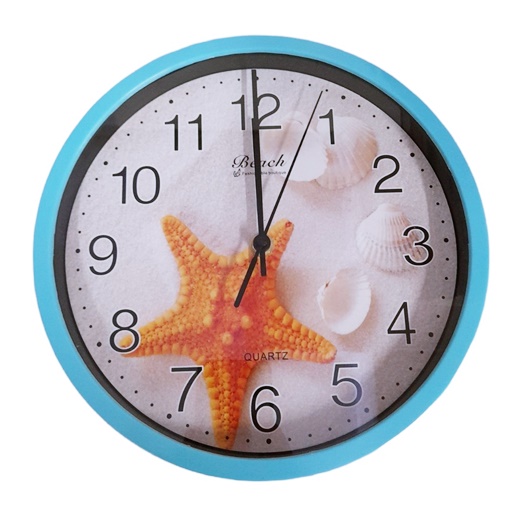 Часовник стенен Ф25 см морски декор синя рамка