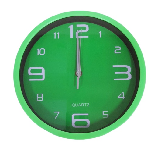 Часовник стенен Ф25 см зелена рамка/зелен циферблат