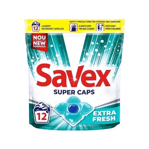 Капсули за пране SAVEX 12 броя в плик EXTRA FRESH