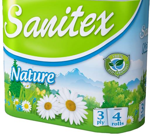 Тоалетна хартия "Sanitex" 4ка трипластова ароматизирана Nature /9 пакета в чувал/