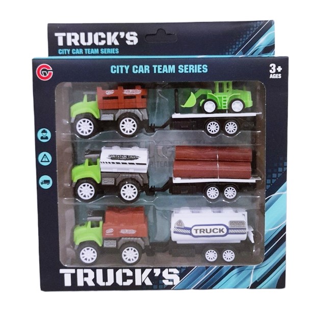Камиони 3 броя с ремаркета в кутия 24х22см №99845-60